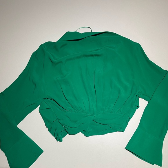 Zara Knotted Long Sleeve Blouse in Emerald Green - Picture 5 of 5